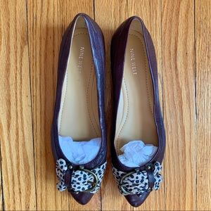 Nine West Brown Leather Pointed Toe Flats